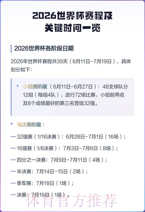 2026世界杯每日赛程最新比赛时间表实时查看